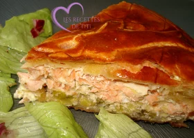 Tourte aux deux saumons et poireaux