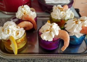 Verrines de saumon et crevettes