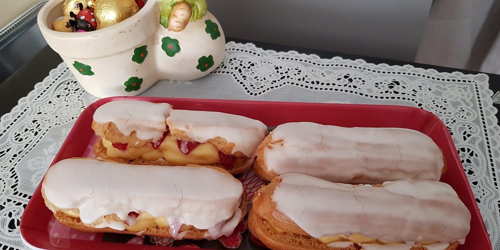 Éclairs crème pâtissière et fraises