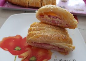 Tresse feuilletée jambon fromage au sésame