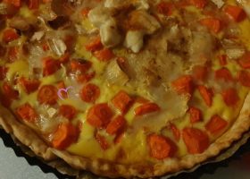 Tarte carottes chèvre et miel au cumin