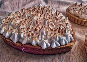 Tarte cœur et tartelettes orange meringuée