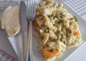 One pâtes à la crème et côtelettes au Cookeo