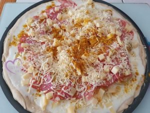 Pizza pommes de terre rosette et fromage au curry par "Les Recettes de Titi"