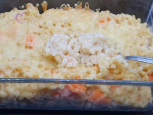 Gratin de coquillettes à la truite fumée et au lait de coco par "Les Recettes de Titi"