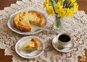 entremets aux pêches au sirop